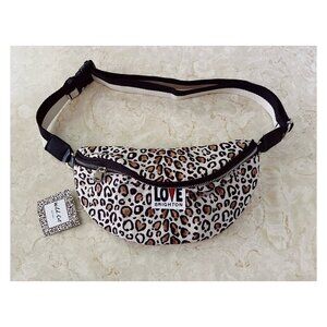 NWT Love Brighton Wild Cat Belt Bag Black Leopard Print and Stripe
